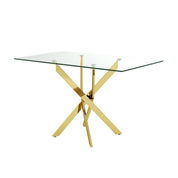 47" Tempered Glass Dining Table with Gold Metal Legs US | LEUKHOUSE