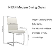 5 Piece Dining Table Table Set, Modern Tempered Glass Dining Table Set for 4 Kitchen Table Set with 4 Upholstered Chairs (Sliver Table with White Chairs) US | LEUKHOUSE