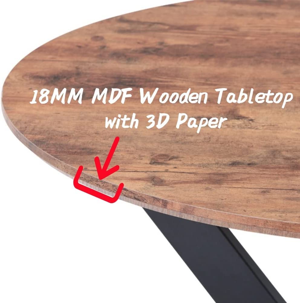 Round Dining Table,35.5 inches Mid-Century Modern Wooden Kitchen Table with Metal Legs for Dining Room&Living Room CA | LEUKHOUSE