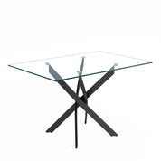 47" Tempered Glass Dining Table with Black Metal Legs US | LEUKHOUSE