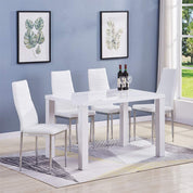 High Back White Dining Chairs Set of 4 with Gold Chromed Legs US | LEUKHOUSE