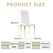 5 Piece Dining Table Table Set, Modern Tempered Glass Dining Table Set for 4 Kitchen Table Set with 4 Upholstered Chairs (Gold Table with Gold Chairs) US | LEUKHOUSE