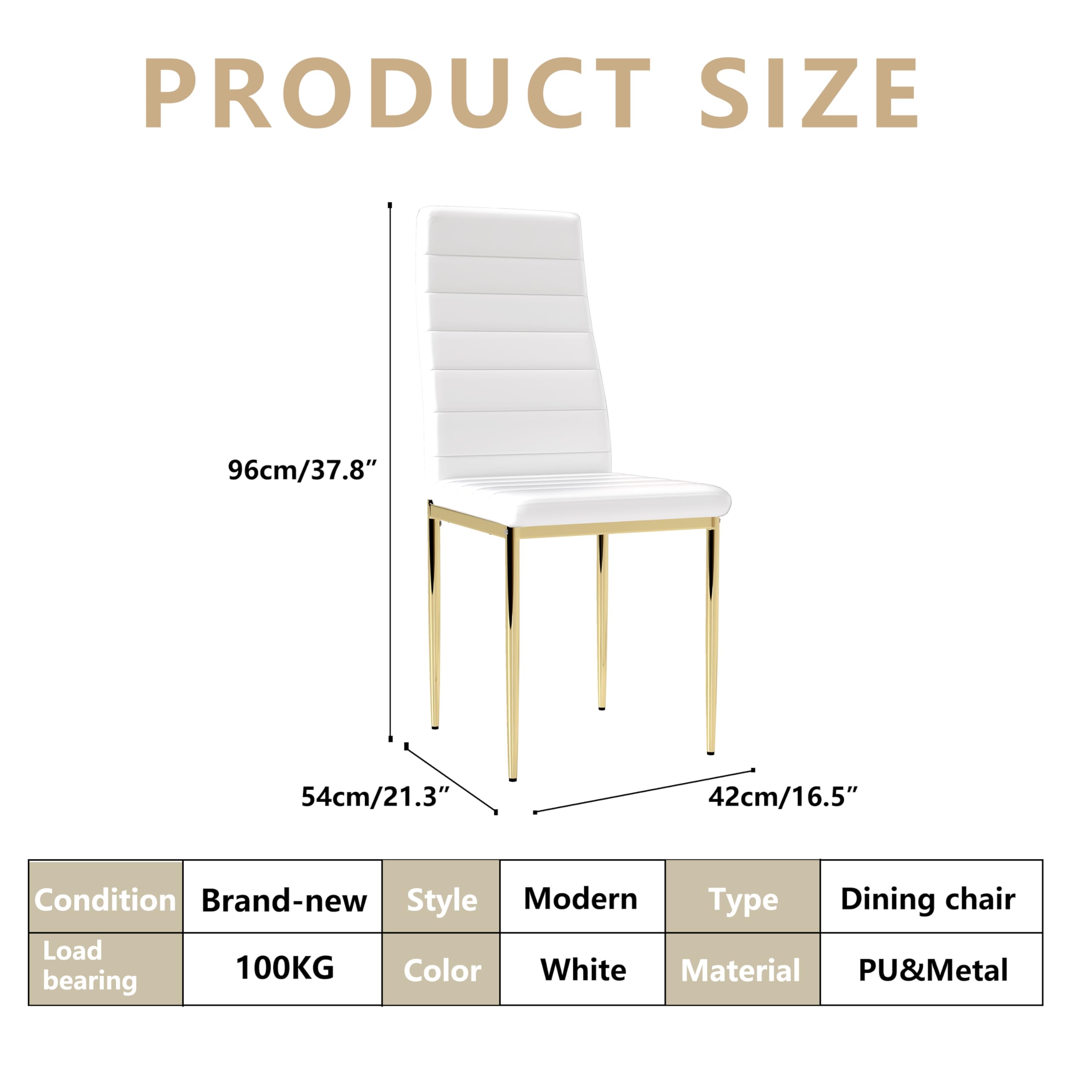 Round Tempered Glass Dining Table Set for 4 with 4 Upholstered Chairs (Gold Table with Gold Chairs) US | LEUKHOUSE