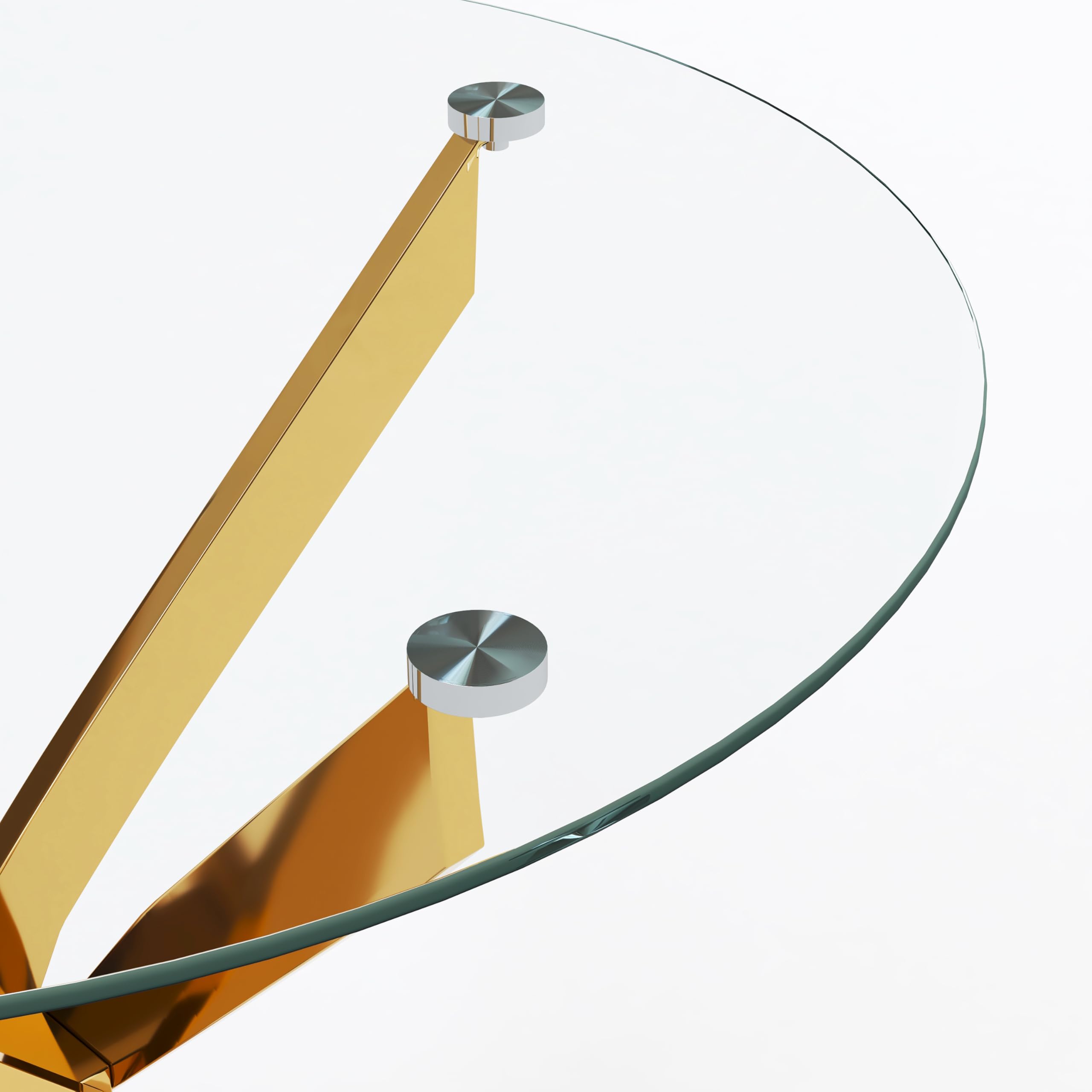 35.5 Inch Round Tempered Glass Dining Table for 2-4 with Chromed Legs (Gold) US | LEUKHOUSE