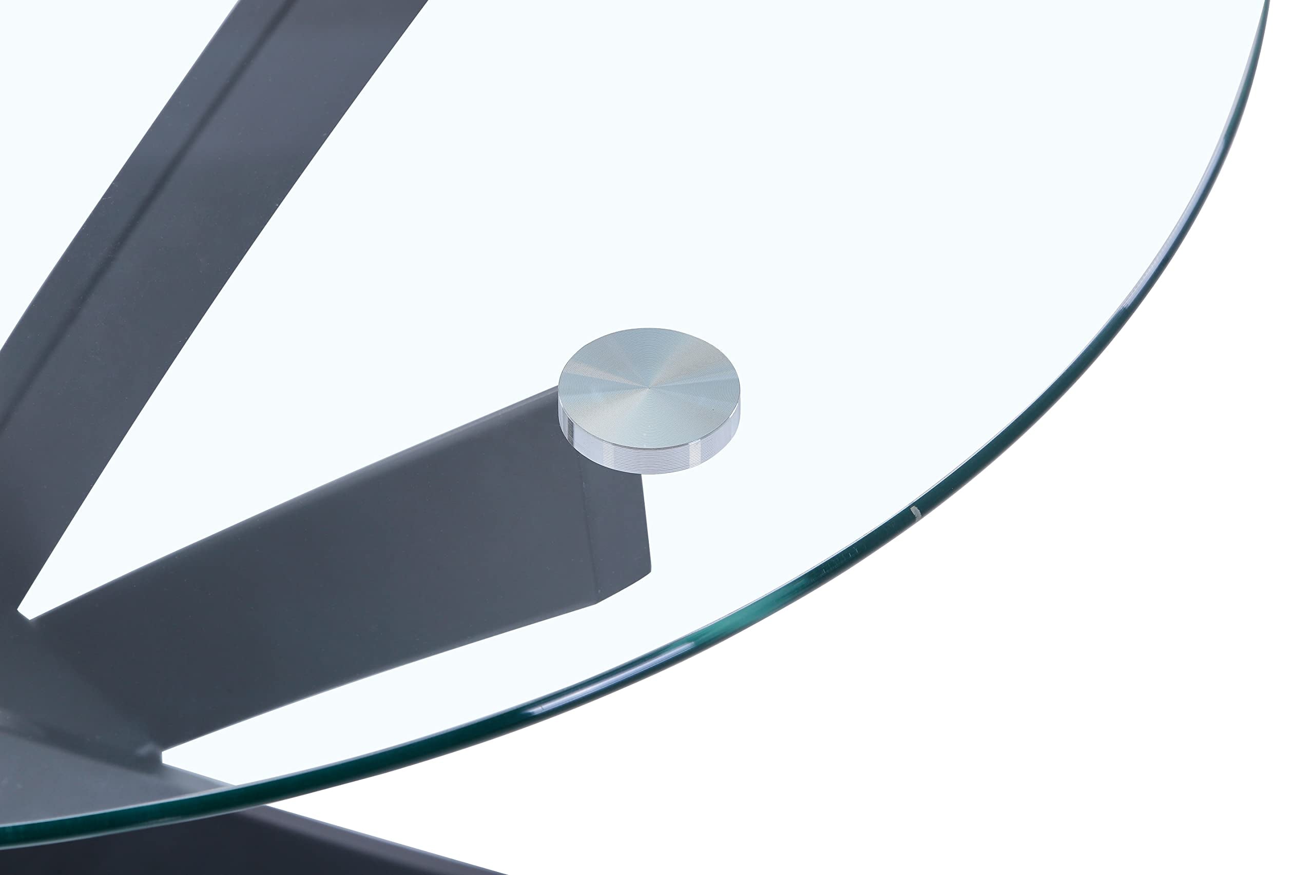 Glass Dining Table, 35.5 inches Round Modern Kitchen Table Home Furniture with Black Metal Legs for Dining Room&Living Room CA | LEUKHOUSE