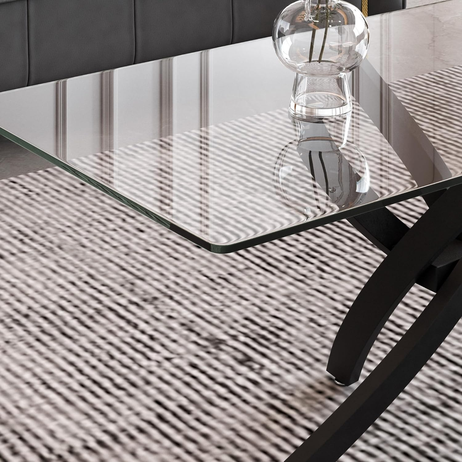 Table Basse Moderne, Table Centrale de Salon avec Plateau en Verre Trempé, Structure en X, 100 x 50 x 43 cm, Noire AWS19810FR | LEUKHOUSE