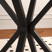 Round Dining Table,35.5" Modern Sintered Stone Kitchen Table with Black Metal Legs for Dining Room Home Furniture CA | LEUKHOUSE