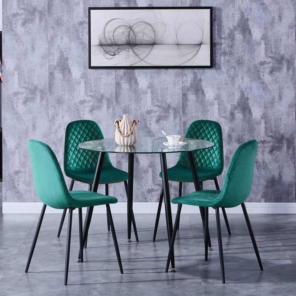 Dining Chairs Set of 4 Velvet/Green AWS024UK | LEUKHOUSE
