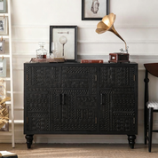 American Solid Wood Carved Dining Sideboard Storage Cabinet | LEUKHOME