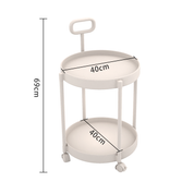Table de Chevet Mobile avec 2 Plateaux, Table d'appoint Ronde roulettes et Poignées pour Déplacement Facile, Beige  AWS228FR | LEUKHOUSE