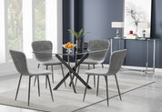 Chaises Salle à Manger Lot de 4 Chaises en Velours Gris Chaises de Cuisine pour 4 Personnes,Gris Foncé  AWS14814FR | LEUKHOUSE