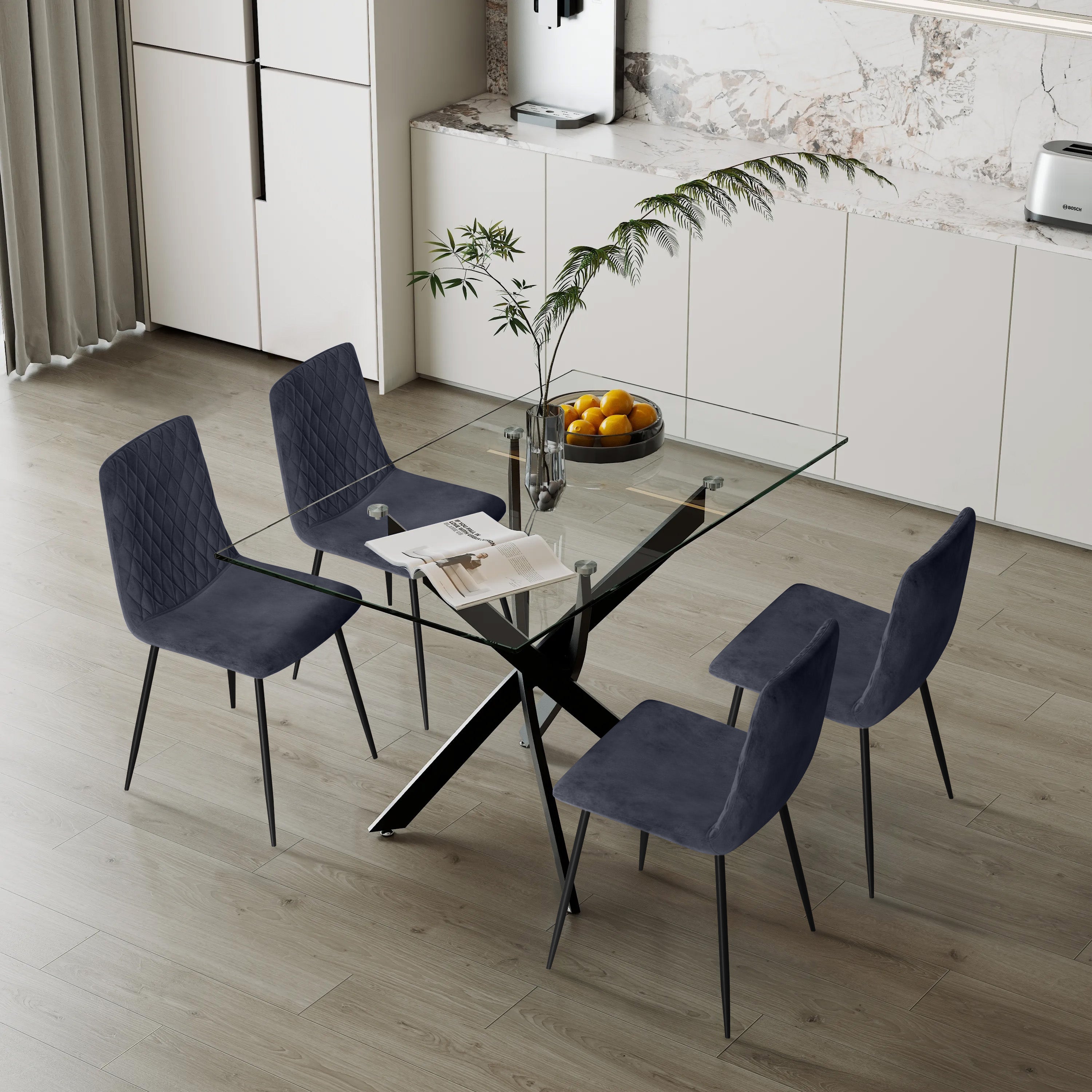 Table Salle a Manger en Verre Moderne Rectangulaire avec Noir Pieds pour Cuisine Bureau etc 110 x 70 x 75 cm AWS0214FR | LEUKHOUSE