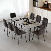 Table Salle à Manger 180 cm, Table en Bois, Structure Métallique, pour 4-8 Personnes, Gris et Noir  AWS2071FR | LEUKHOUSE