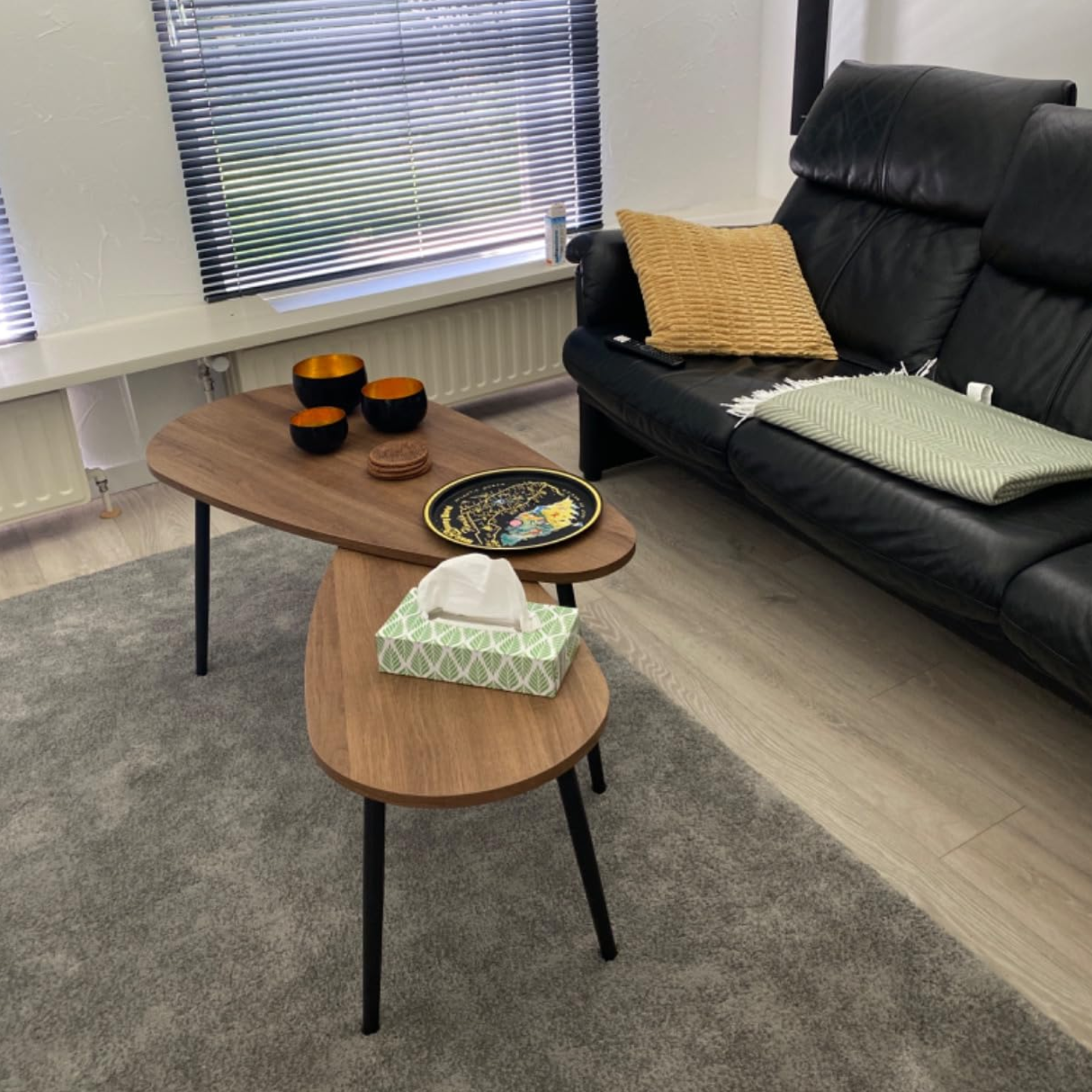 Table Gigognes Scandinave Lot de 2 Tables Basse pour Salon, Marron 2 Pièces AWS0731FR | LEUKHOUSE