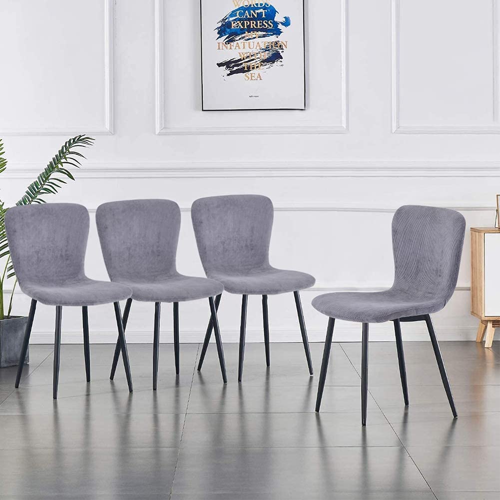 Dining Chairs Set of 4 Fabric/Grey AWS148UK | LEUKHOUSE