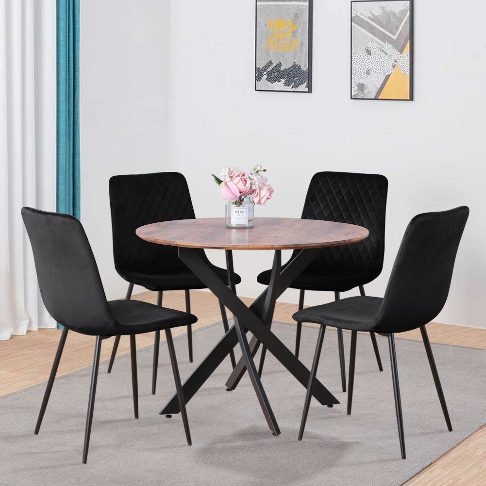 Table Ronde en Bois Salle à Manger de Cuisine pour 4 Personnes 80 cm, Marron AWS0229FR | LEUKHOUSE