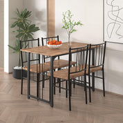 Dining Table Set for 4, 47.2-Inch Wood Kitchen Table Set,Rustic Brown 5 Piece Dining Table Set for Kitchen Dining Room CA | LEUKHOUSE