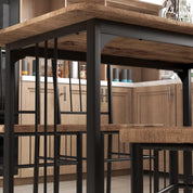 Dining Table Set for 4, 47.2-Inch Wood Kitchen Table Set,Rustic Brown 5 Piece Dining Table Set for Kitchen Dining Room CA | LEUKHOUSE