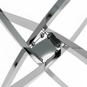 5 Piece Dining Table Table Set, Modern Tempered Glass Dining Table Set for 4 Kitchen Table Set with 4 Upholstered Chairs (Sliver Table with White Chairs) US | LEUKHOUSE