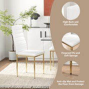 Round Tempered Glass Dining Table Set for 4 with 4 Upholstered Chairs (Gold Table with Gold Chairs) US | LEUKHOUSE