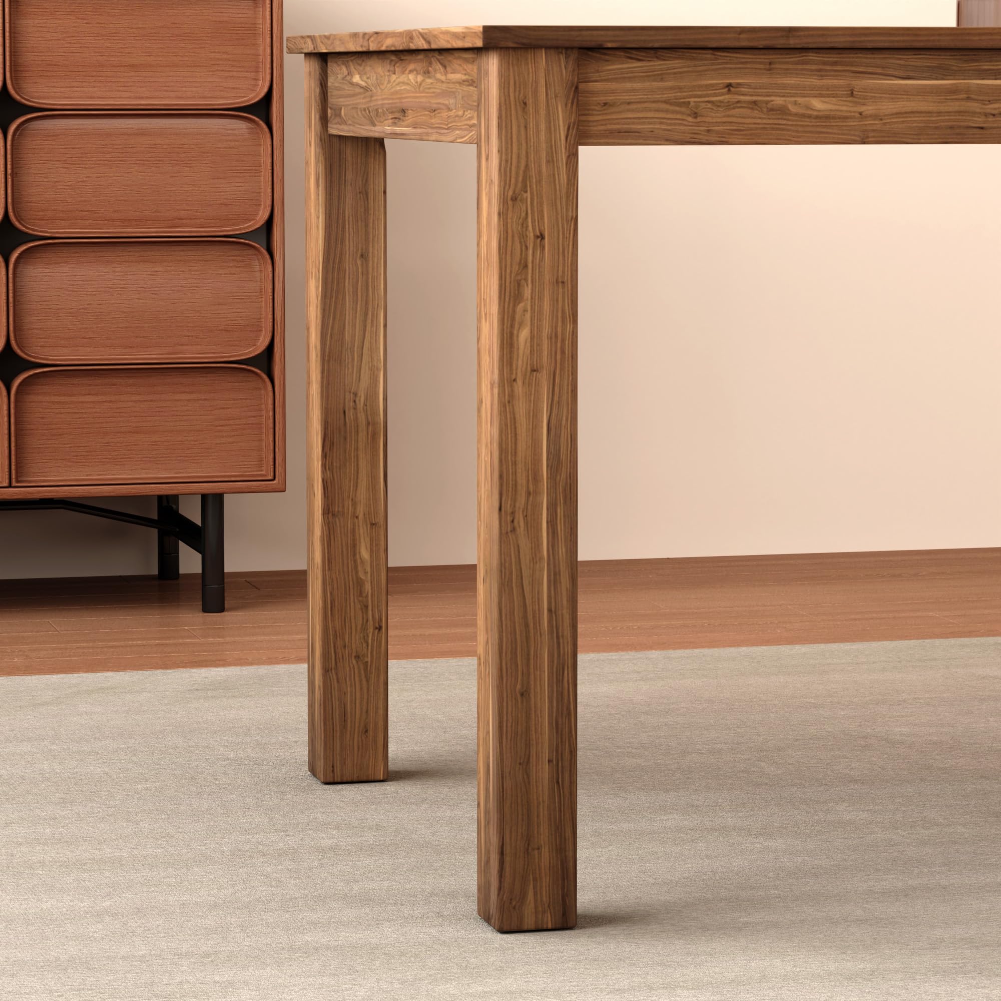 Wood Dining Table, Large Rectangular Dining Table for 4-6, 63" Farmhouse Style Kitchen Table for Home Kitchen Dining Room CA | LEUKHOUSE