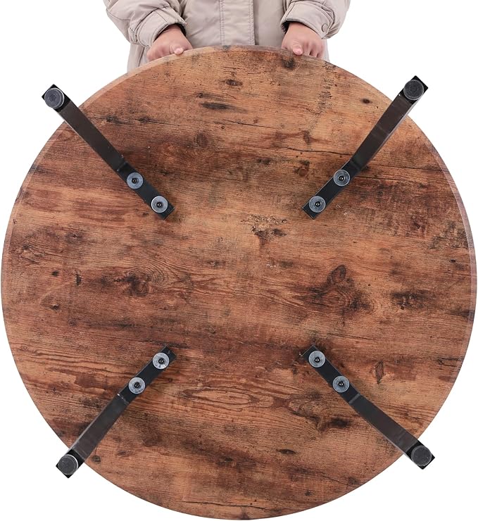 Round Dining Table 90x90cm Wooden/Black AWS161UK | LEUKHOUSE