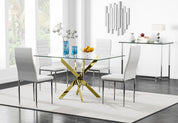 47" Tempered Glass Dining Table with Gold Metal Legs US | LEUKHOUSE