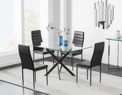 47" Tempered Glass Dining Table with Black Metal Legs US | LEUKHOUSE
