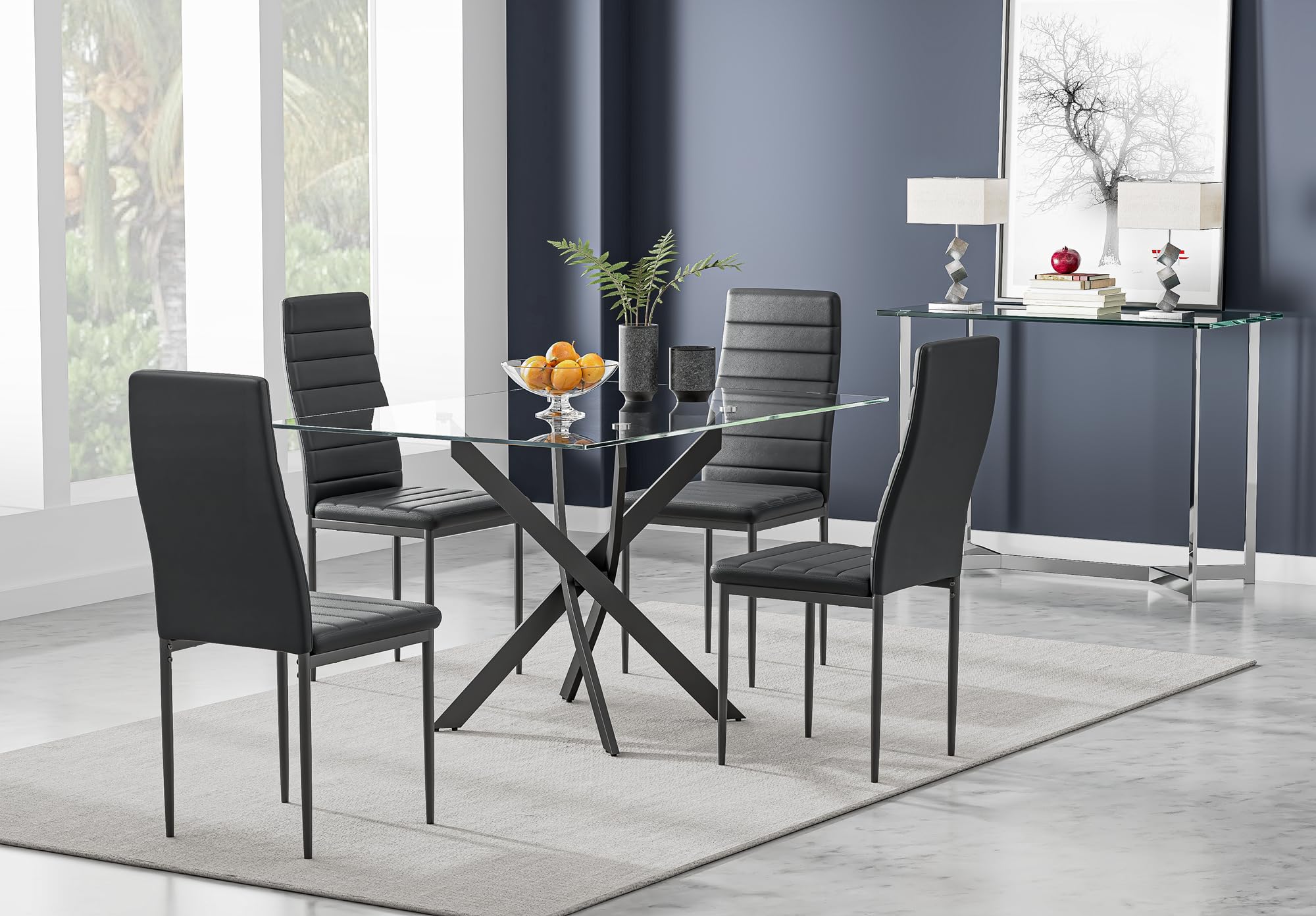 High Back Black Dining Chairs Set of 4 US | LEUKHOUSE