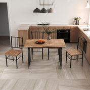 Dining Table Set for 4, 47.2-Inch Wood Kitchen Table Set,Rustic Brown 5 Piece Dining Table Set for Kitchen Dining Room CA | LEUKHOUSE