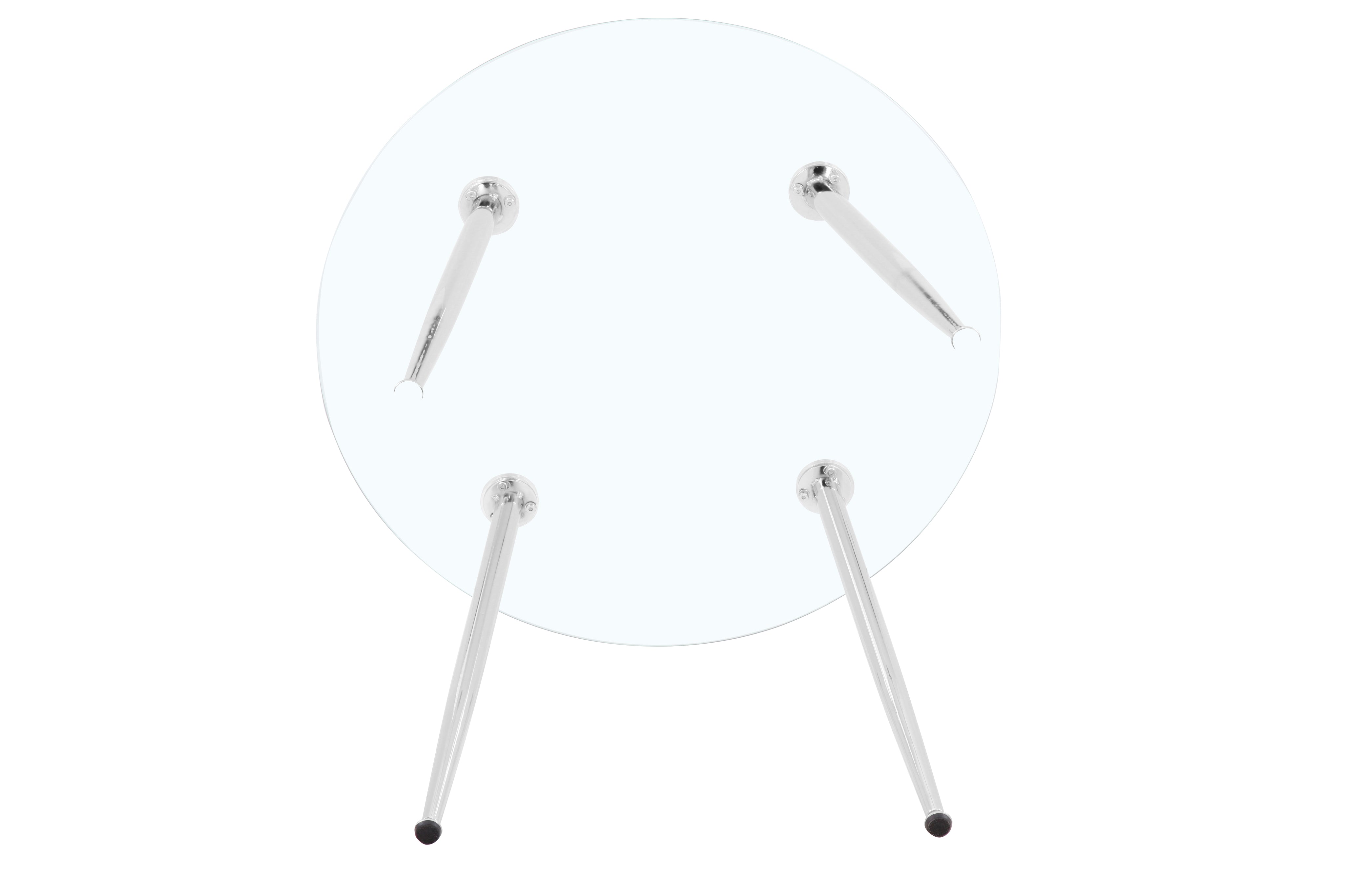 Round Dining Table 90x90cm Glass/Silver AWS062UK | LEUKHOUSE