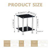 Small Square Glass Coffee Table Black AWS007UK | LEUKHOUSE