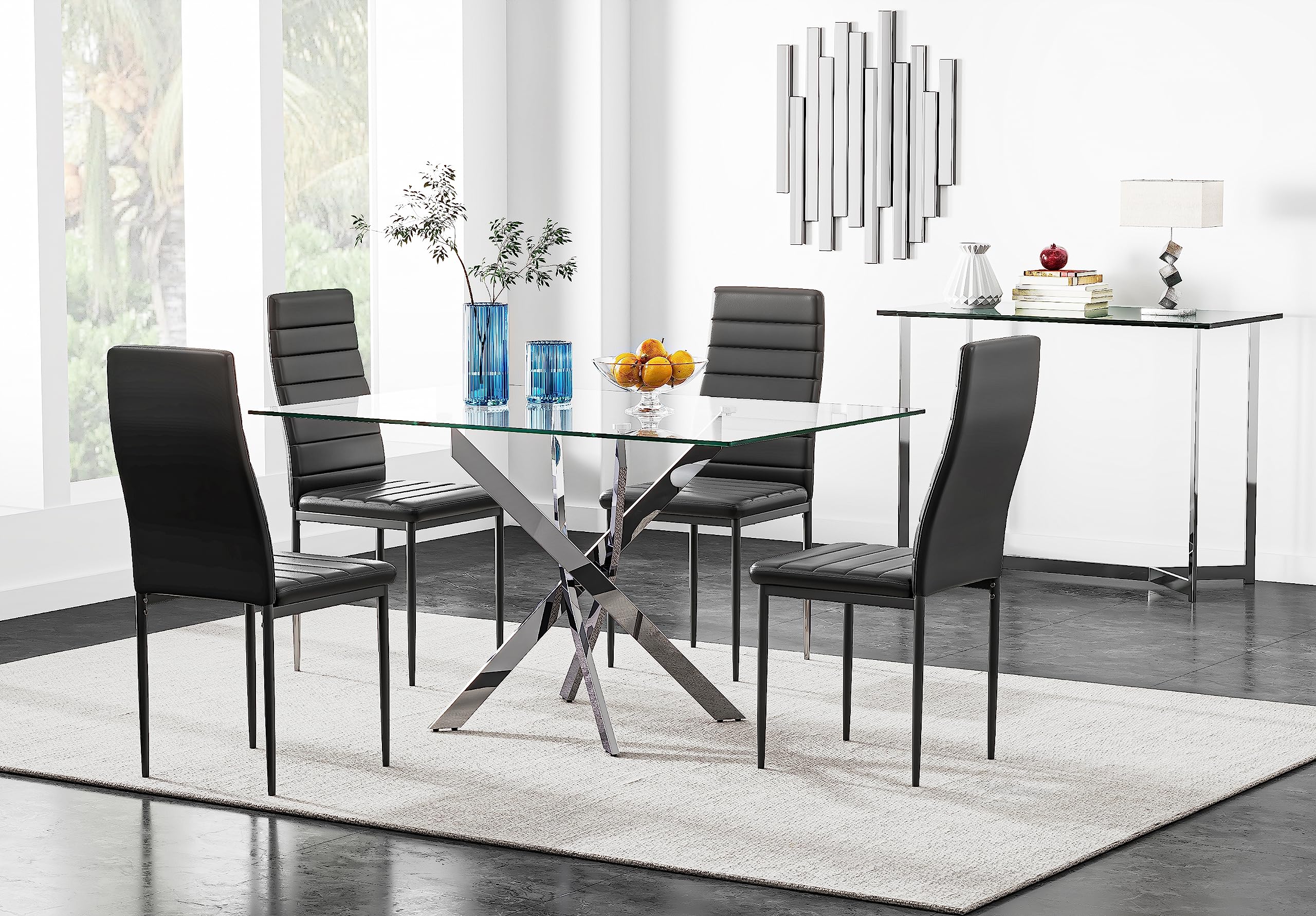 High Back Black Dining Chairs Set of 4 US | LEUKHOUSE
