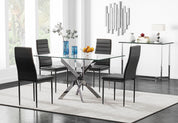 47" Tempered Glass Dining Table with Silver Metal Legs US | LEUKHOUSE
