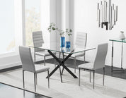 47" Tempered Glass Dining Table with Black Metal Legs US | LEUKHOUSE