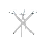 Dining Table Large Glass Cross Round LKD022DTAWS | FONDHOUSE