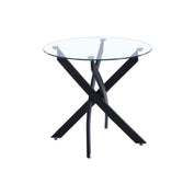 Dining Table Large Glass Cross Round LKD022DTAWS | FONDHOUSE