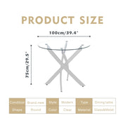 Round Dining Table 100x100cm Glass/Silver AWS022UK | LEUKHOUSE
