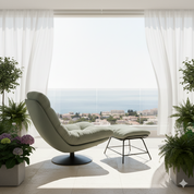 Armchair Green With Footstool LKX001ACSY | LEUKHOME