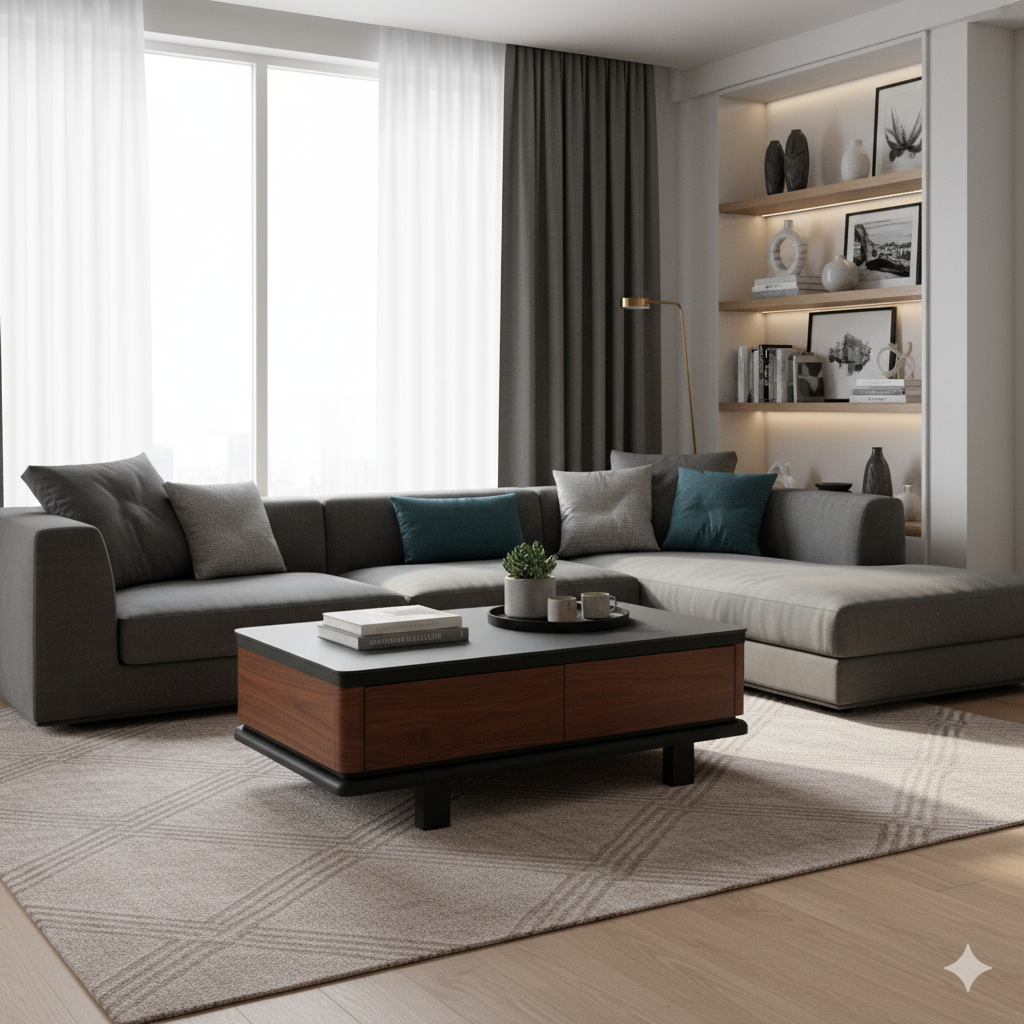 Coffee Table Sintered Stone‌ Baking Paint Wood Veneer‌ LKL041CTAYG | LEUKHOME