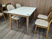 Dining Table Artificial Stone Solid Wood LKD021DTYS | LEUKHOME