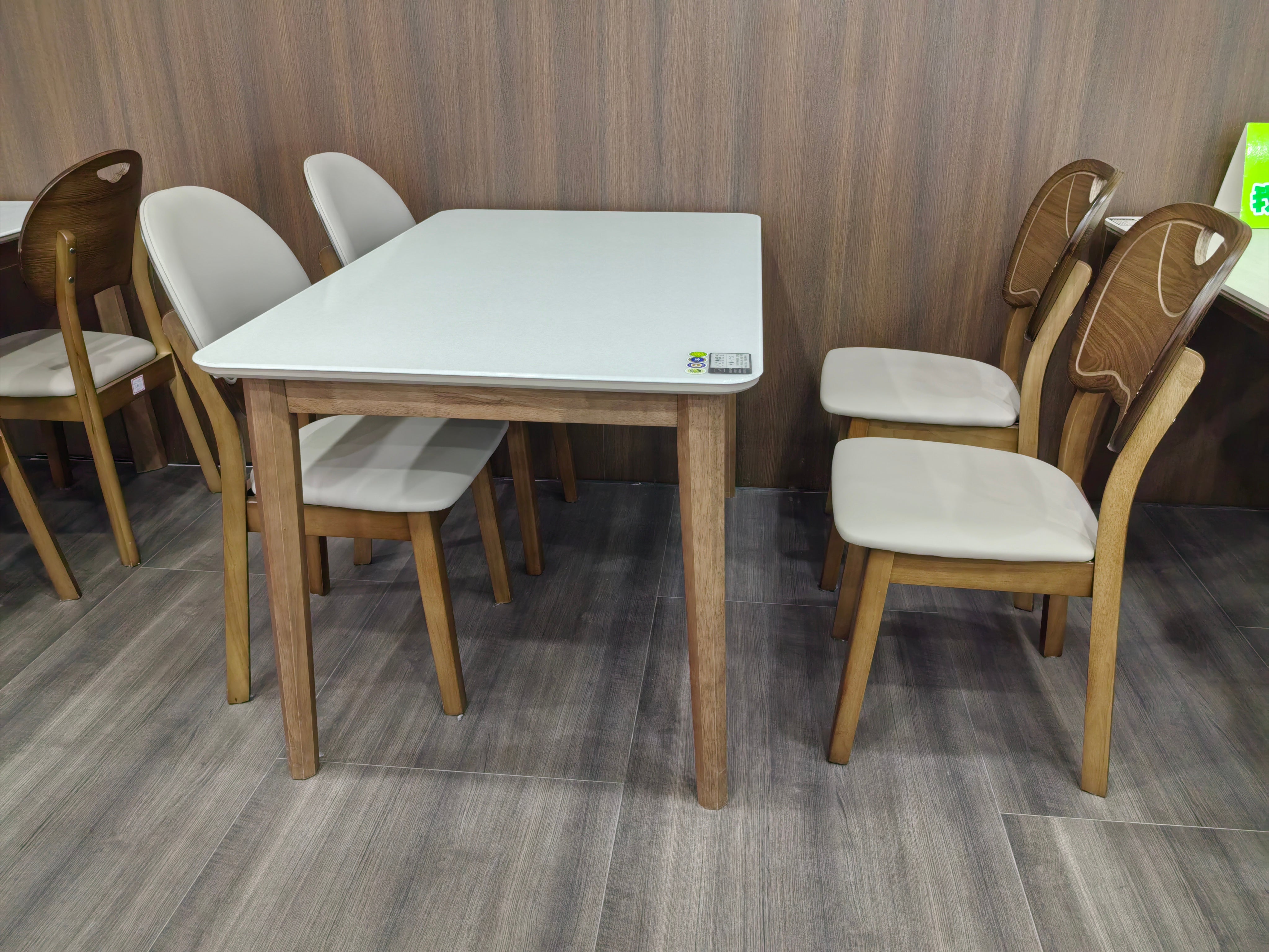 Dining Table Artificial Stone Solid Wood LKD021DTYS | LEUKHOME