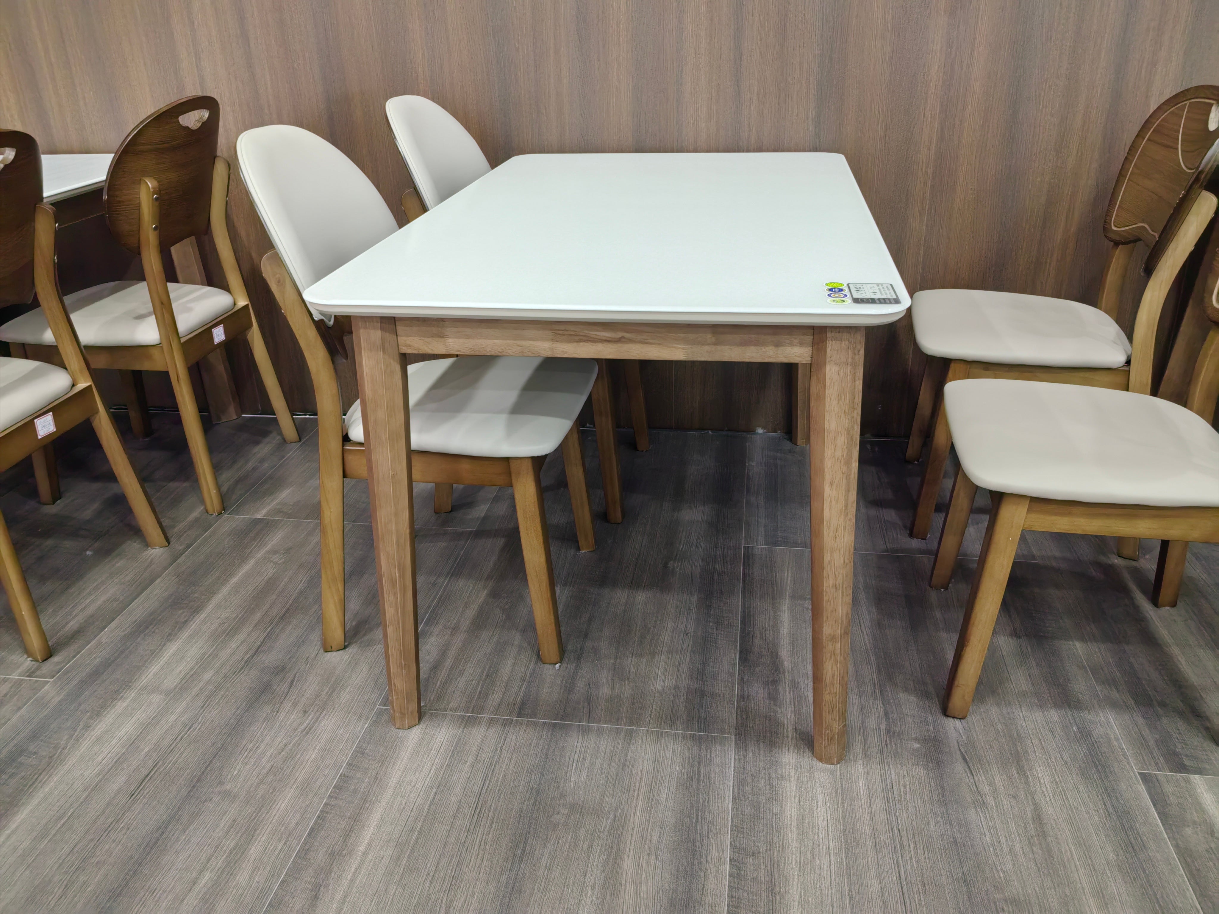 Dining Table Artificial Stone Solid Wood LKD021DTYS | LEUKHOME
