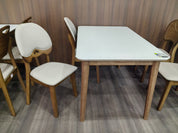 Dining Table Artificial Stone Solid Wood LKD021DTYS | LEUKHOME