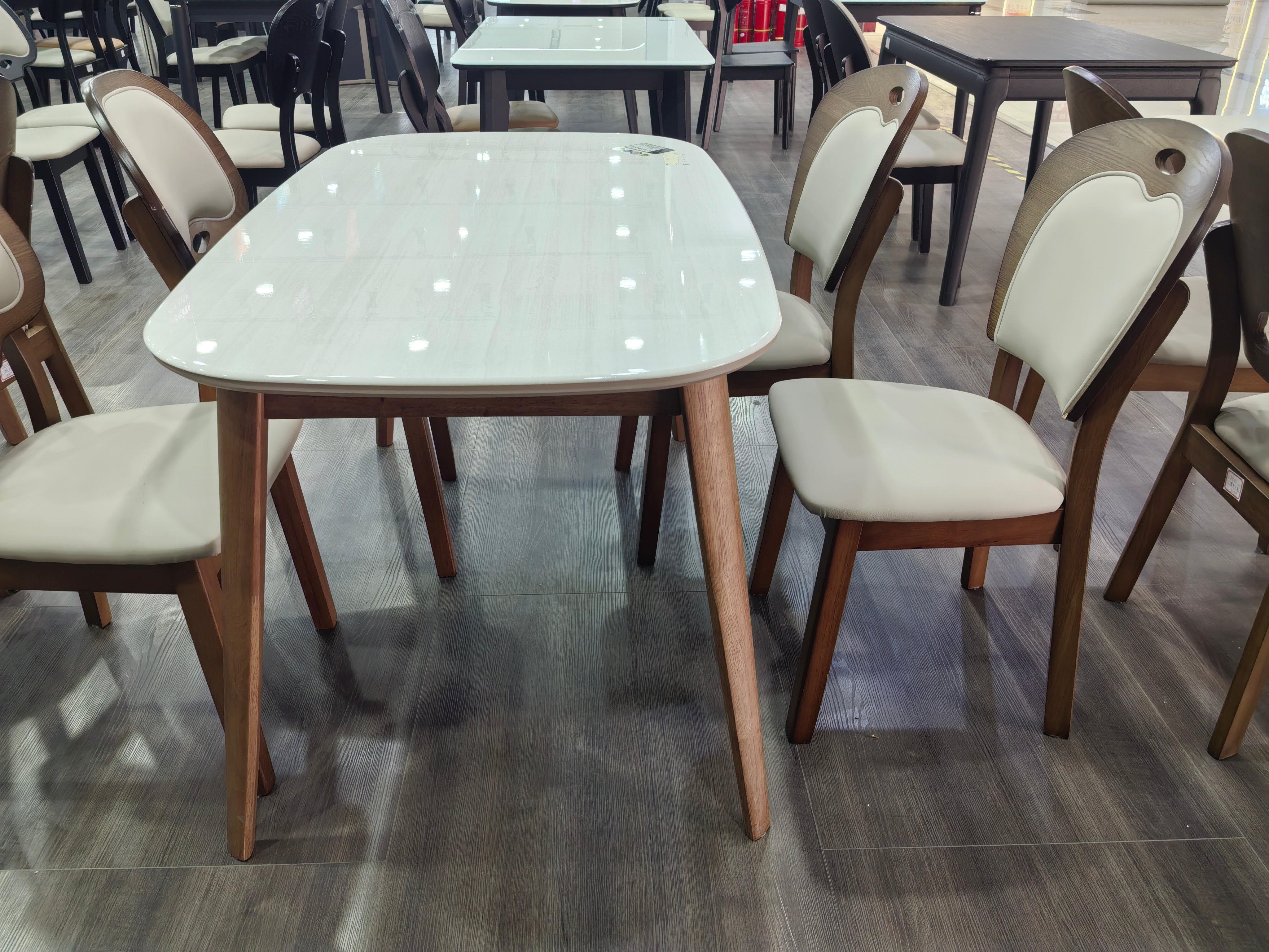 Dining Table Artificial Stone Solid Wood LKD023DTYS | LEUKHOME