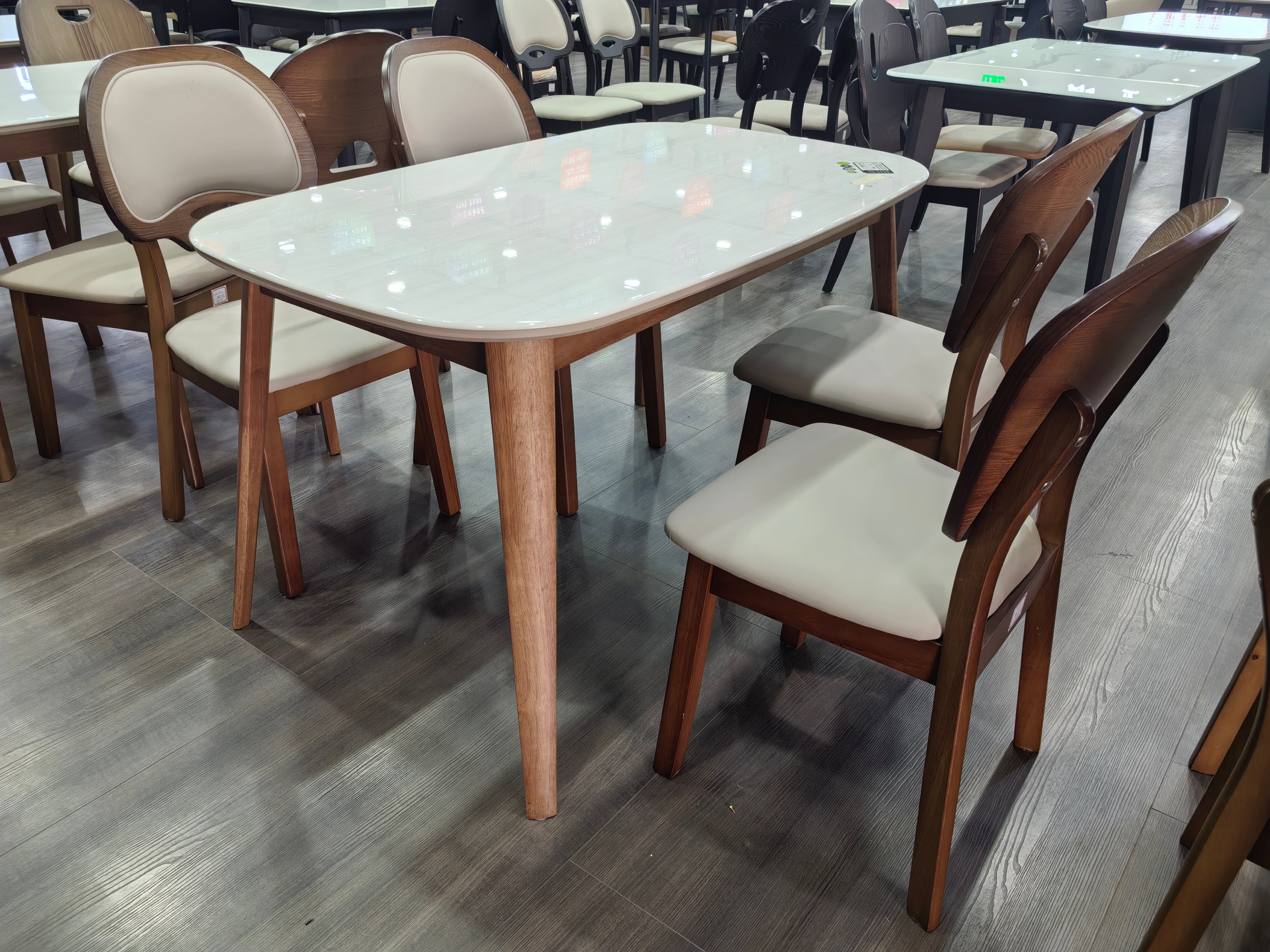 Dining Table Artificial Stone Solid Wood LKD023DTYS | LEUKHOME