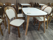 Dining Table Artificial Stone Solid Wood LKD023DTYS | LEUKHOME