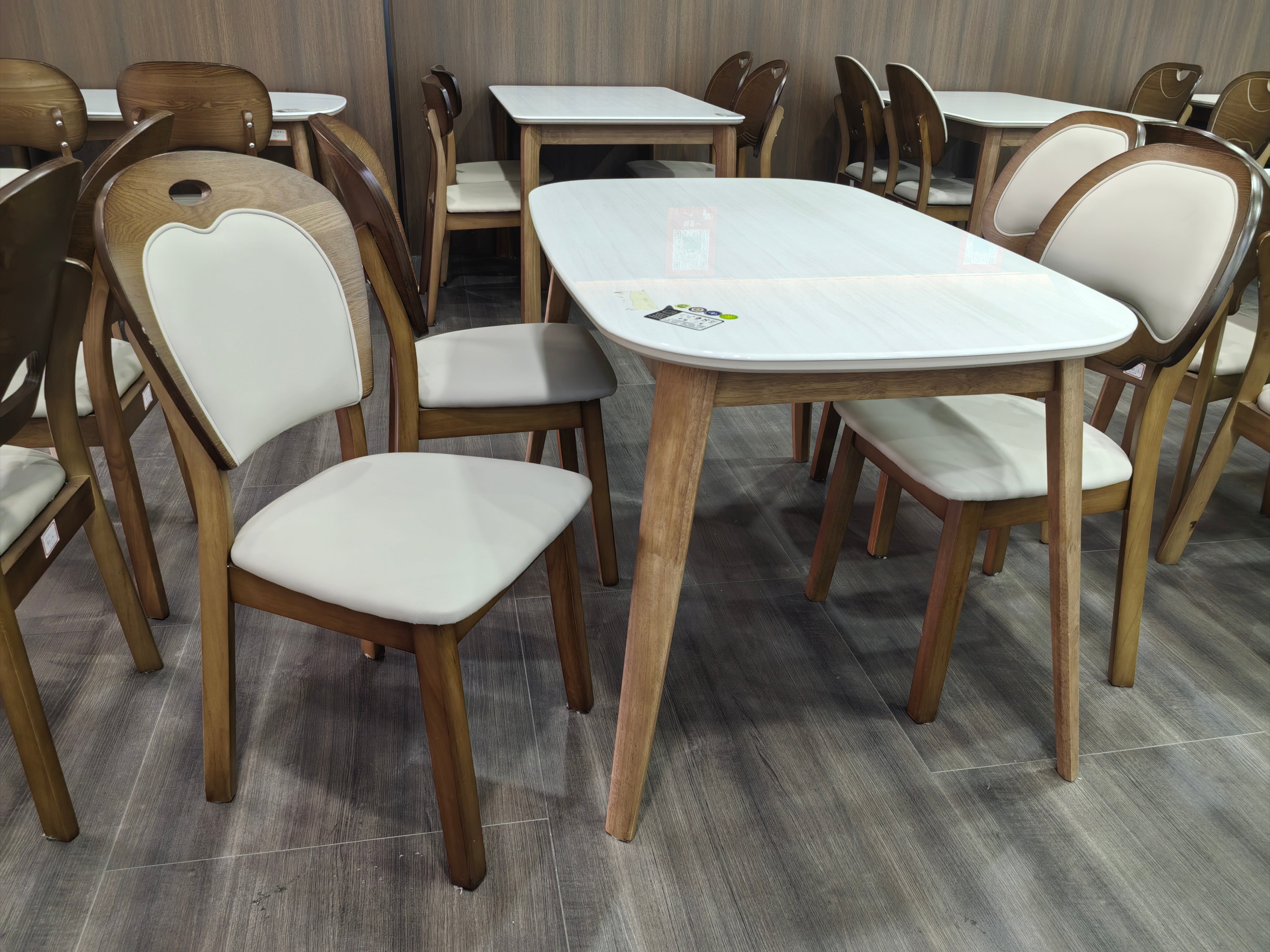 Dining Table Artificial Stone Solid Wood LKD023DTYS | LEUKHOME