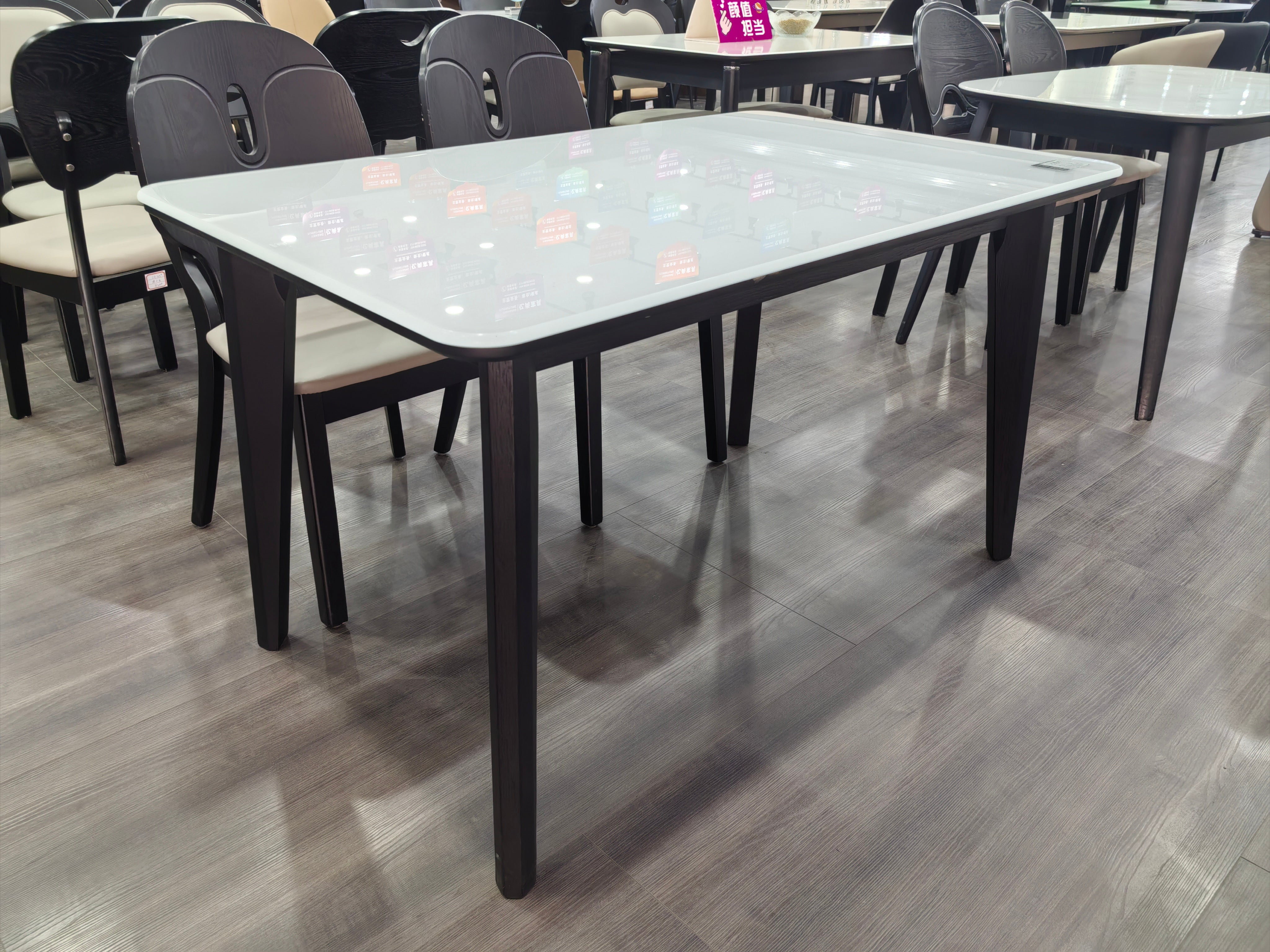 Dining Table Artificial Stone Solid Wood LKD025DTYS | LEUKHOME