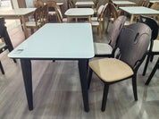 Dining Table Artificial Stone Solid Wood LKD025DTYS | LEUKHOME